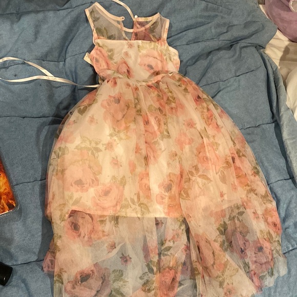 New NWT Girls Dress Zenz medium rose sheer over lay hi lo pink - Picture 2 of 3